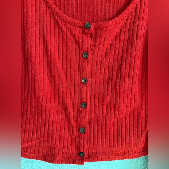 Madewell Ribbed Cardigan Cropped Tee, Scarlet - Picture 4 of 5